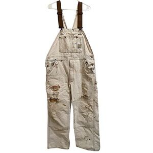Thrashed Destroyed Distressed Carhartt Overalls Sunbleached Patched Paint 40x30